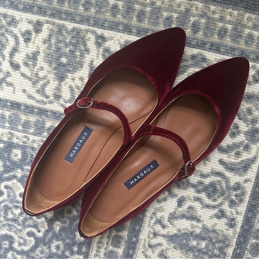 margaux red velvet mary jane flats sz 38